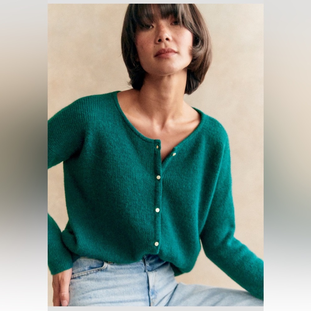 Sezane Gaspard Cardigan in Blue-Green size XS